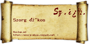 Szorg Ákos névjegykártya